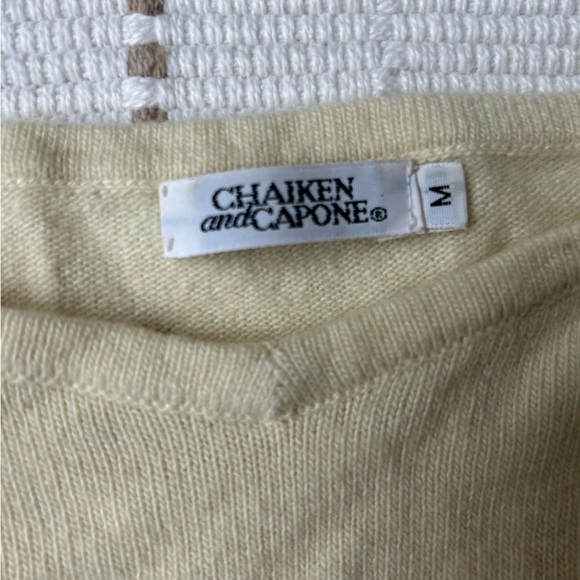Designer vintage Chaiken and Capone pale yellow sweater top - Picture 3 of 7